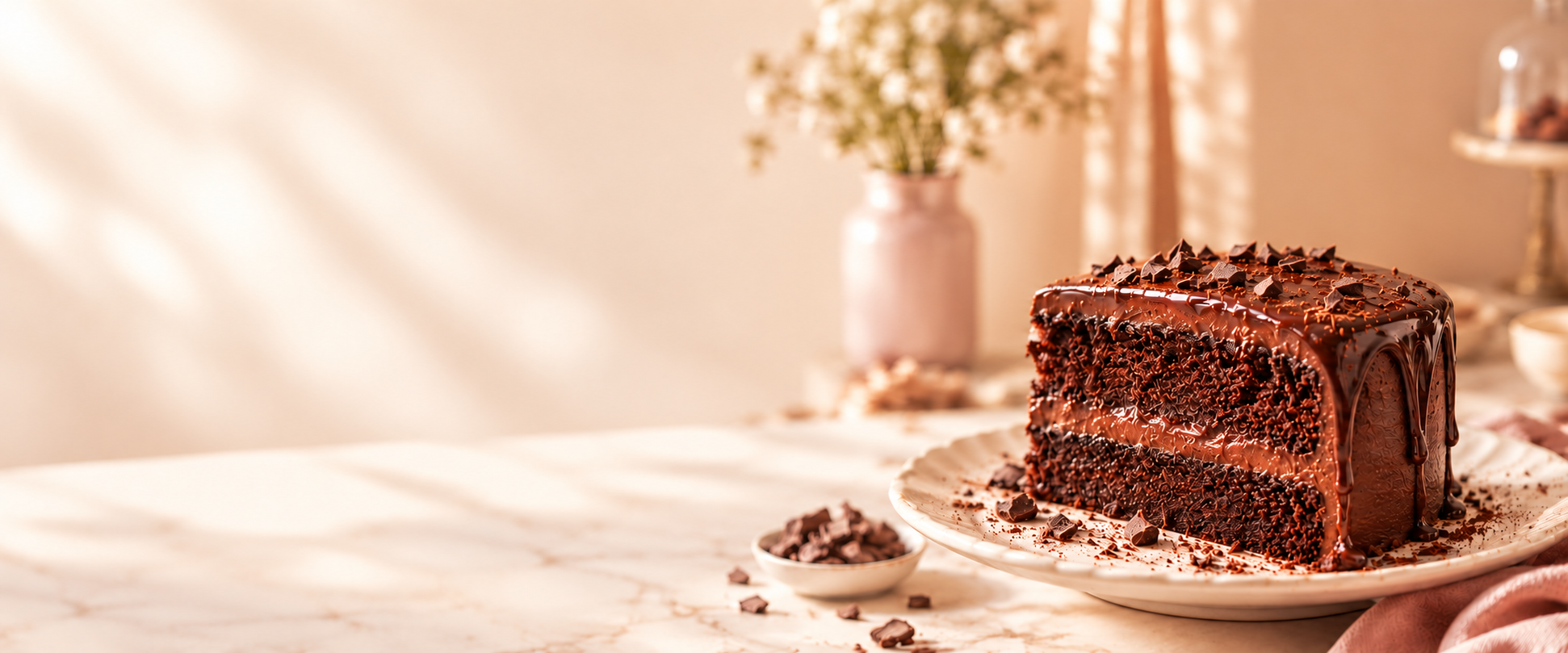 Porción de tarta de chocolate artesanal
