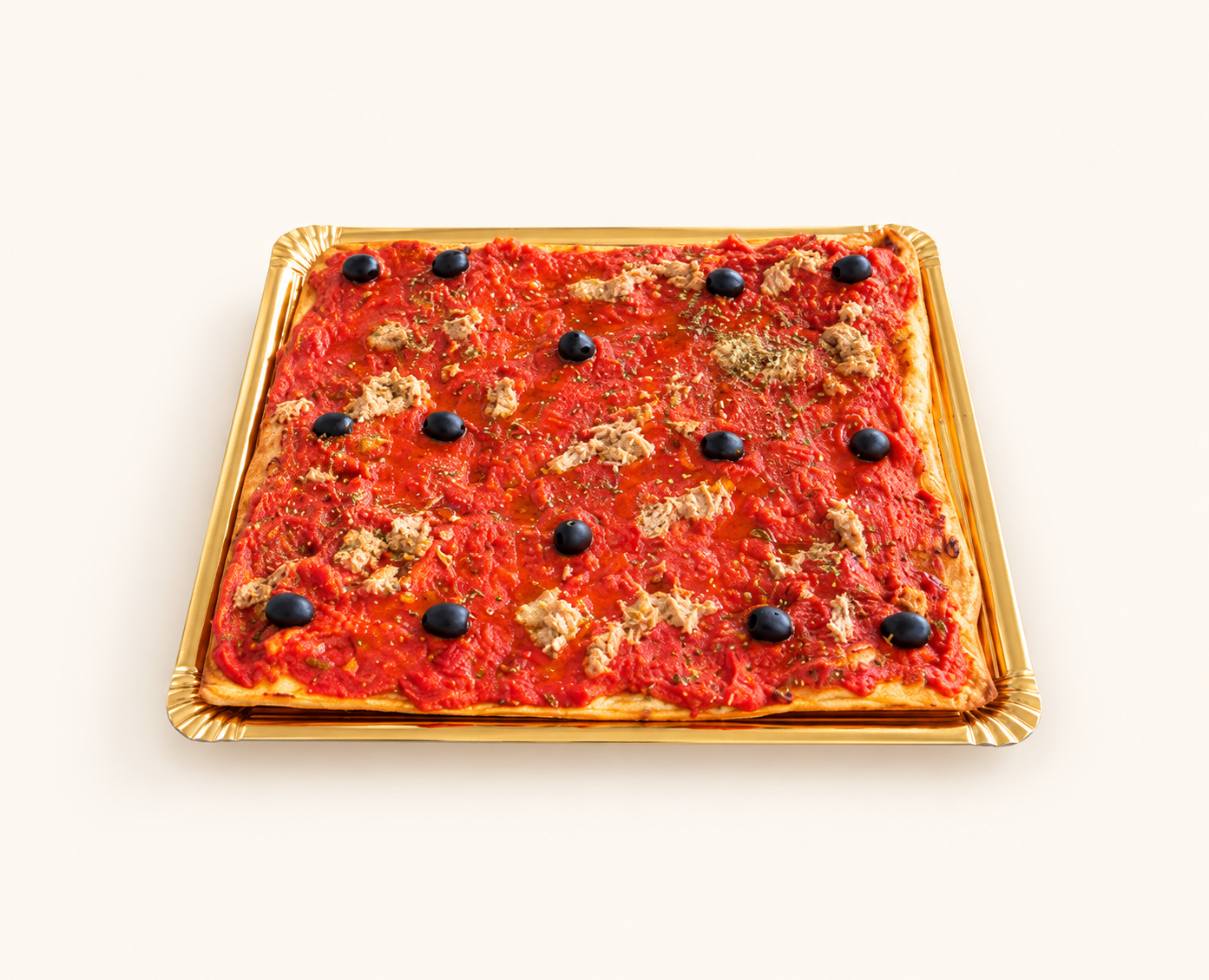 Tabalet, pizza con fondo crema claro