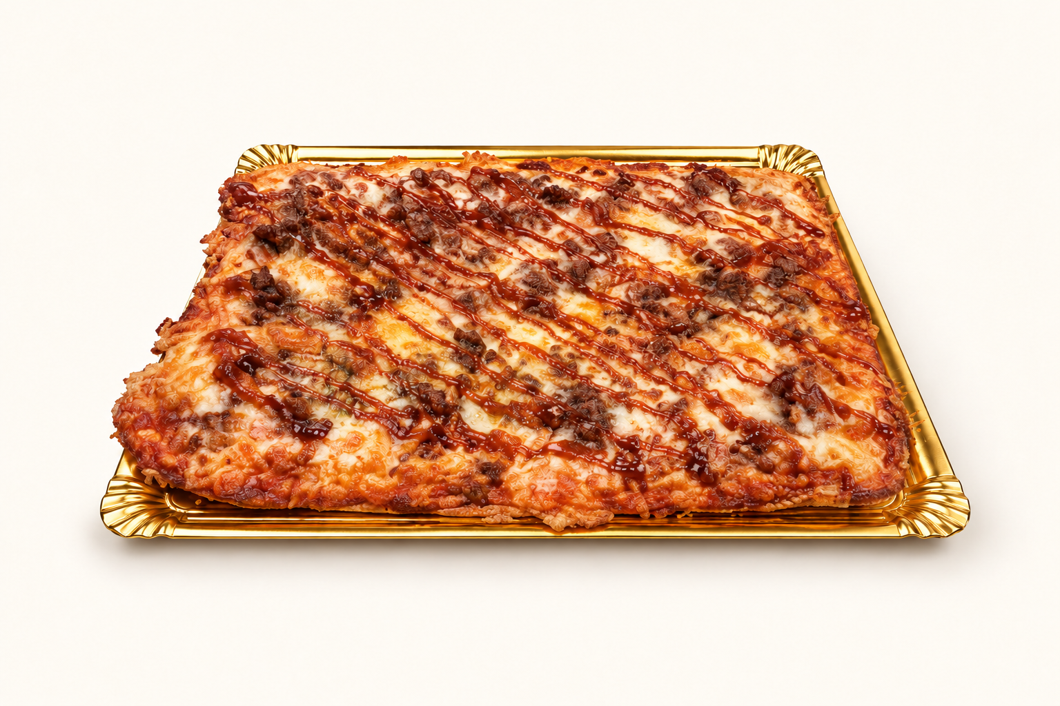 Barbacoa, pizza con fondo crema claro