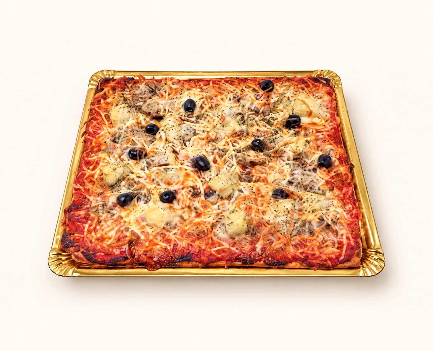 Vegetal, pizza con fondo crema claro
