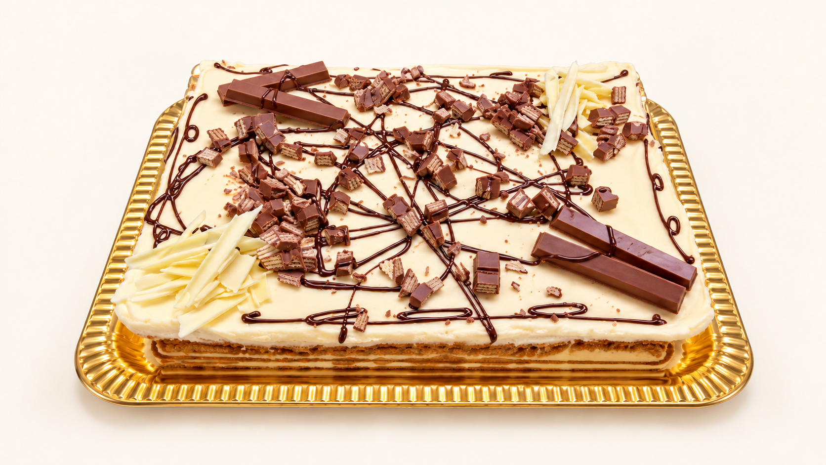 Tarta semifría cuadrada de Chocolate Blanco Kit-Kat